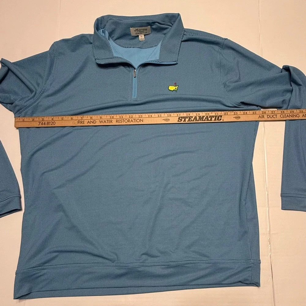 Masters By Peter Millar Mens XL Blue Micro Houndstooth Quarter Zip Golf Pullover